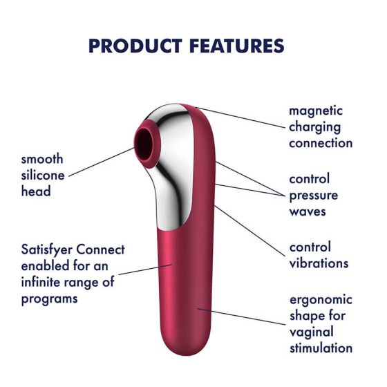 Satisfyer Dual Love - nabíjecí, vodotěsný smart vibrátor na klitoris a vagínu (červený)