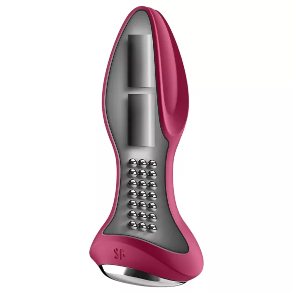 Satisfyer - anální vibrátor s rotací a kuličkami - dobíjecí - červený