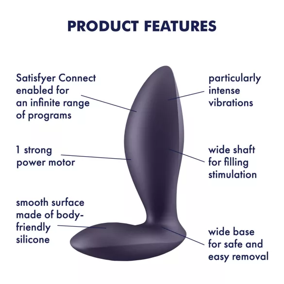 Satisfyer Power Plug - anální vibrátor s dálkovým ovládáním - fialový