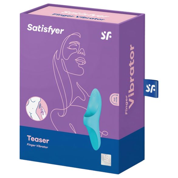 Satisfyer - dobíjecí vodotěsný prstový vibrátor - tyrkysový