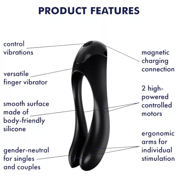 Satisfyer Candy Cane - dobíjecí vodotěsný dvouramenný vibrátor - černý