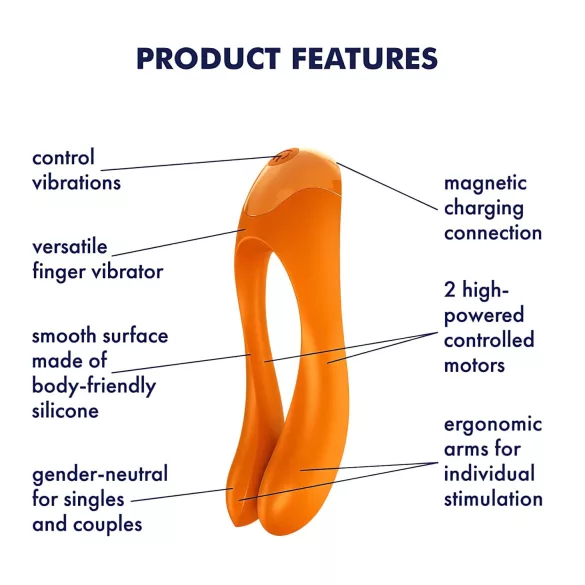 Satisfyer - vibrátor dvouramenný, vodotěsný, nabíjecí - oranžový