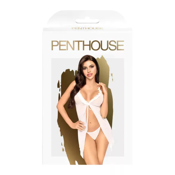 Penthouse - babydoll a tanga - průhledné bílé prádlo - L/XL
