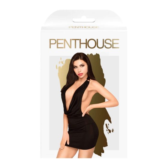 Penthouse Heart Rob - šaty s hlubokým dekoltem a tangy (černé)