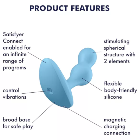 Satisfyer - anální vibrátor s dálkovým ovládáním - modrý