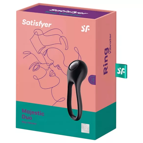 Satisfyer Majestic Duo - vibrační vodotěsný erekční kroužek - černý, dobíjecí