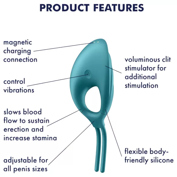 Satisfyer Swordsman - vibrační erekční kroužek - dobíjecí - zelený