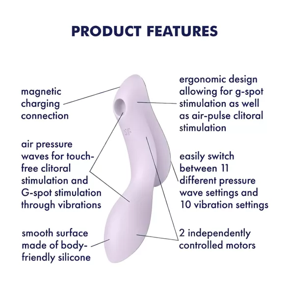Satisfyer Curvy Trinity 2 - vibrátor 2v1 s tlakovými vlnami - fialový