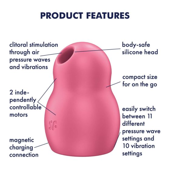 Satisfyer Pro To Go 1 - dobíjecí, vzduchový vibrátor na klitoris (červený)