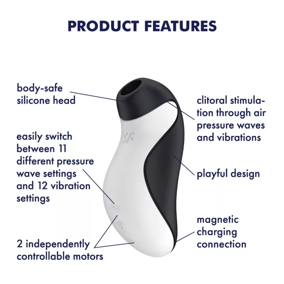 Satisfyer Orca - vodotěsný stimulátor klitorisu s tlakovými vlnami - černo-bílý