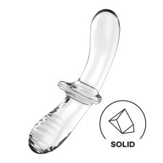   Satisfyer Double Crystal - oboustranné skleněné dildo - transparentní