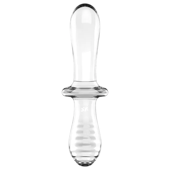 Satisfyer Double Crystal - oboustranné skleněné dildo - transparentní