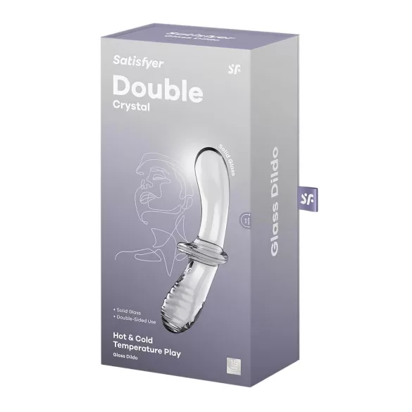 Satisfyer Double Crystal - oboustranné skleněné dildo - transparentní