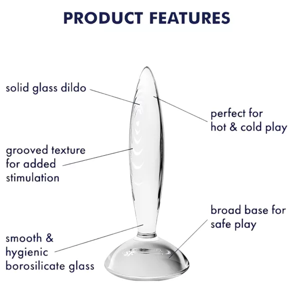 Satisfyer - skleněné dildo - vroubkované - čiré