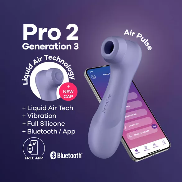 Satisfyer Pro 2 Gen3 - aplikací řízený stimulátor klitorisu s tlakovými vlnami (fialový)