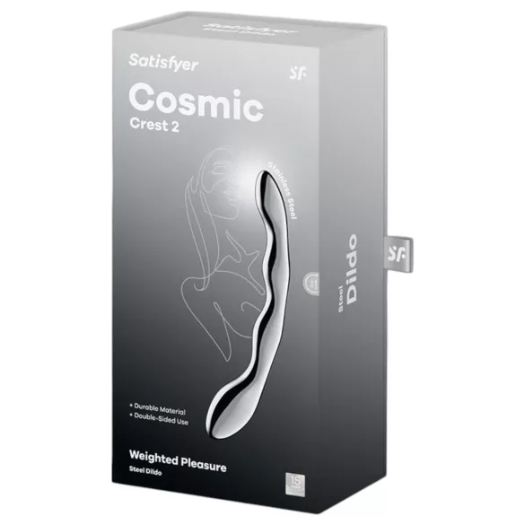 Satisfyer Cosmic Crest 2 - vlnitý ocelový dildo - stříbrná