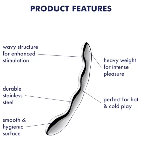 Satisfyer Cosmic Crest 2 - vlnitý ocelový dildo - stříbrná