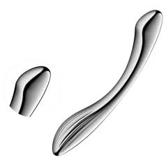 Satisfyer - ocelové dildo - drážkované - stříbrné