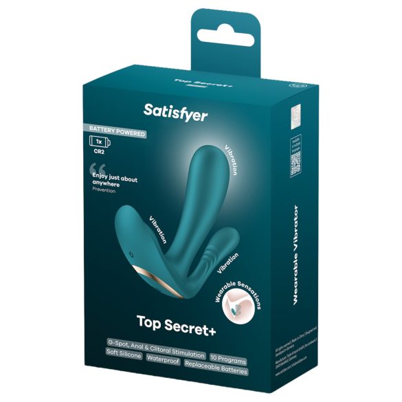 Satisfyer Top Secret+ - nositelný vibrátor se 3 rameny - zelený