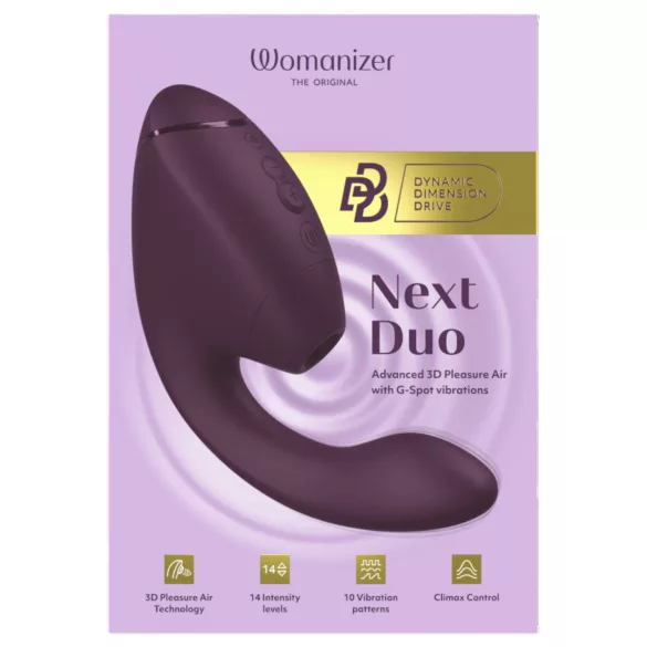 Womanizer Next Duo - vibrátor na bod G a klitorální stimulátor - fialový