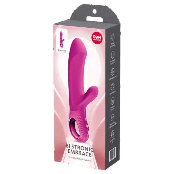 Fun Factory Bi Stronic Embrace - přirážející vibrátor s klitorálním raménkem (růžový)