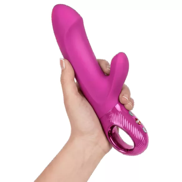 Fun Factory Bi Stronic Embrace - přirážející vibrátor s klitorálním raménkem (růžový)