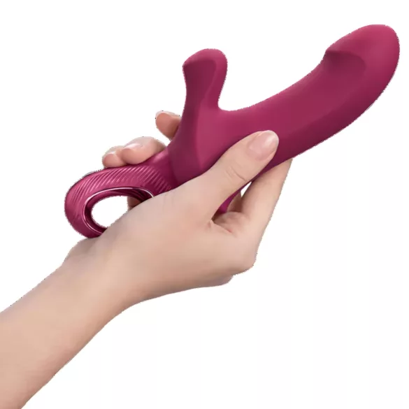 Fun Factory Bi Stronic Curve - přirážecí vibrátor s klitorálním ramenem (červený)