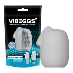   VIBEGGS Twisty Tongues - vibrační vajíčkový masturbátor (bílý)