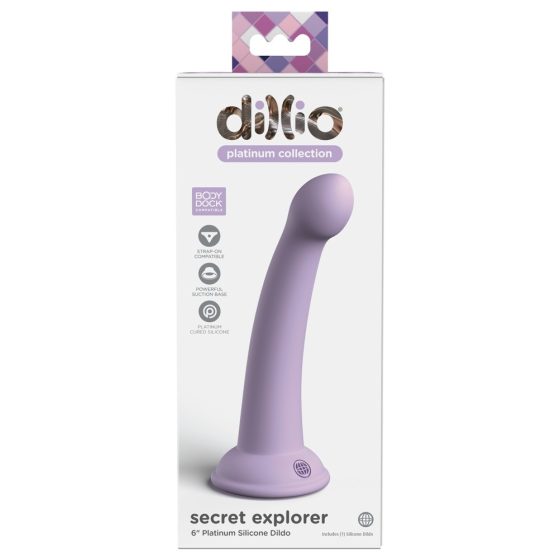 Dillio Secret Explorer - silikonové dildo s lepivými prsty (17 cm) - fialové