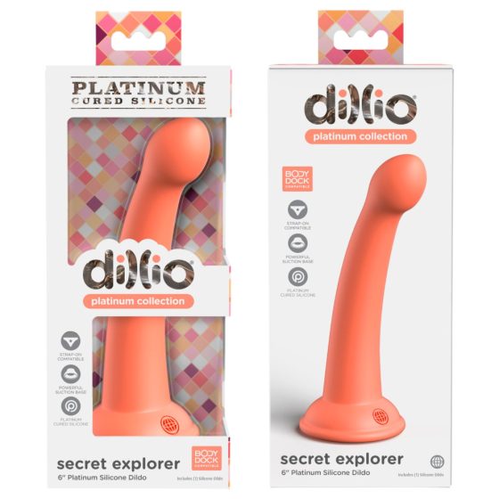 Dillio Secret Explorer - Silikonové dildo se svorkou (17 cm) - oranžové
