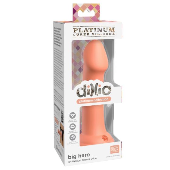 Dillio Big Hero - Silikonové dildo se svorkou (17 cm) - oranžové