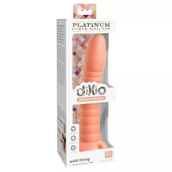 Dillio Wild Thing - vroubkované dildo (19 cm) - oranžové