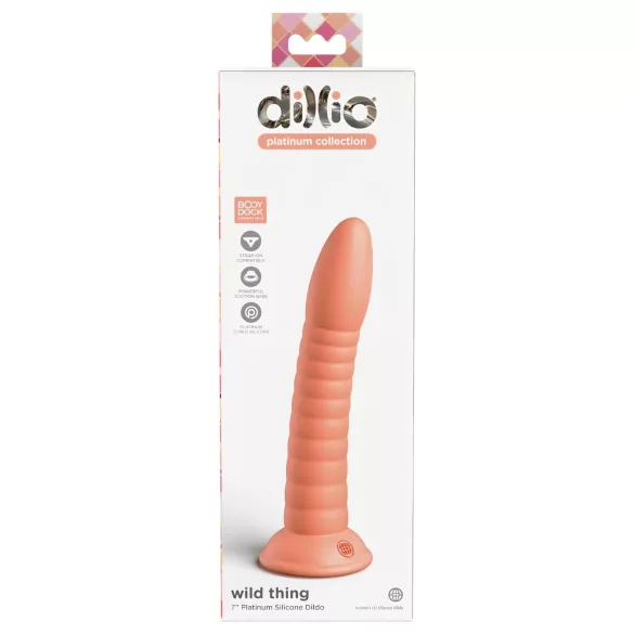Dillio Wild Thing - vroubkované dildo (19 cm) - oranžové