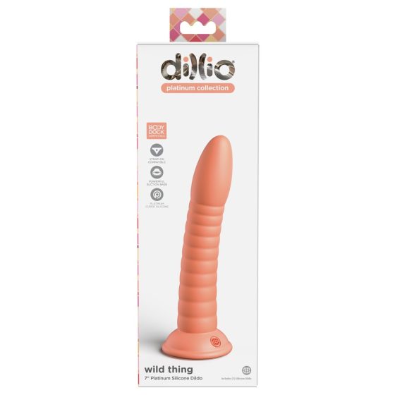 Dillio Wild Thing - silikonové dildo s drážkami (19 cm) - oranžové