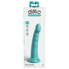   Dillio Slim Seven - stimulační dildo s lepkavými prsty (20 cm) - tyrkysové