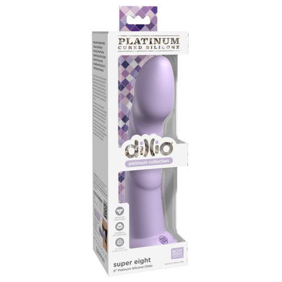 Dillio Super Eight - akrylové silikonové dildo s lepivými prsty (21 cm) - fialové