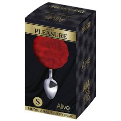   Alive Anal Pleasure - malý anální kolík se zaječíma ušima (stříbrno-červený)