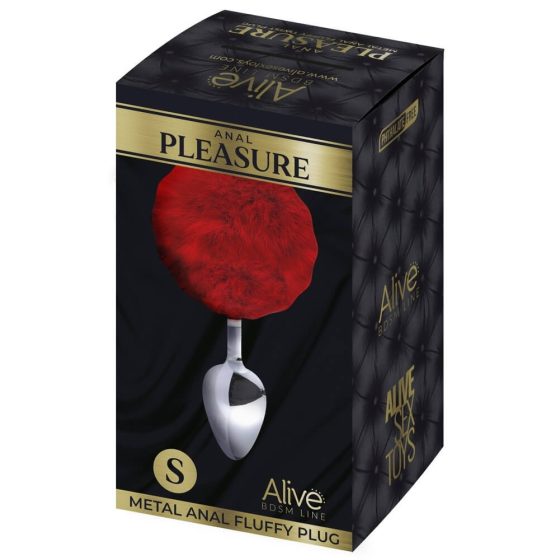 Alive Anal Pleasure - malý anální kolík se zaječíma ušima (stříbrno-červený)