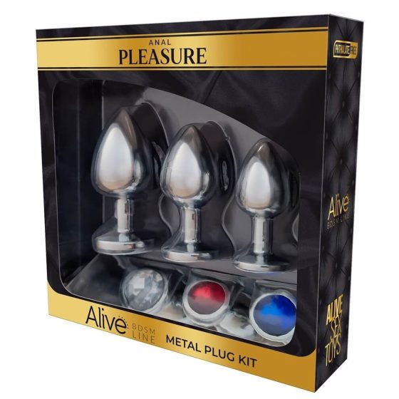 Alive Anal Pleasure - sada kovových análních dild (stříbrná)