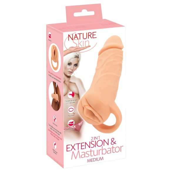 Nature Skin - návlek na penis a umělá vagína - 18 cm - tělová