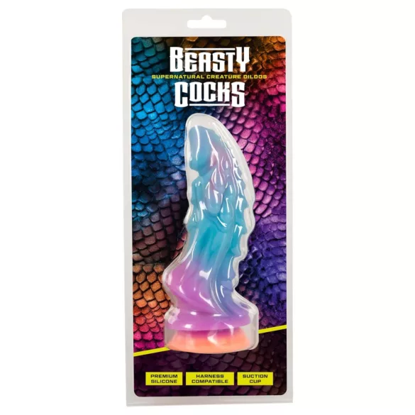 Beasty Cocks - dildo mimozemšťan - silikon - modro-oranžový