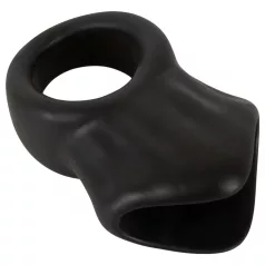 Erecto - erekční kroužek s táhlem na varlata - černý