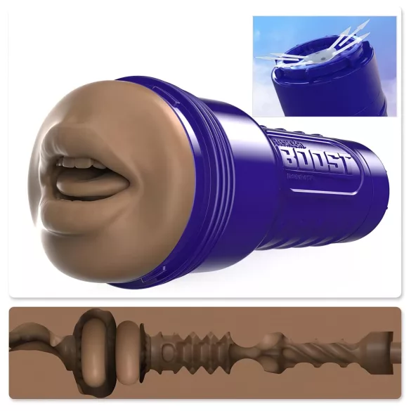 Fleshlight Boost Blow - realistický ústní masturbátor - hnědá