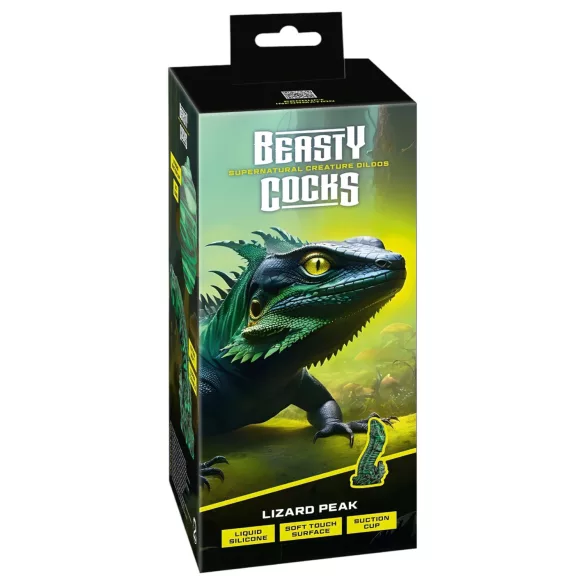 Beasty Cocks Lizard Peak - dildo ve tvaru ještěřího penisu - zeleno-černý
