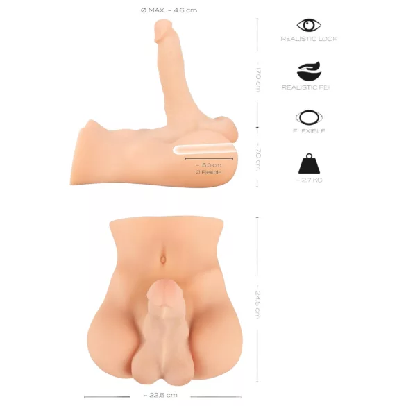 Realistixxx Deluxe Man 02 - mužský torzo - realistický masturbátor - natur
