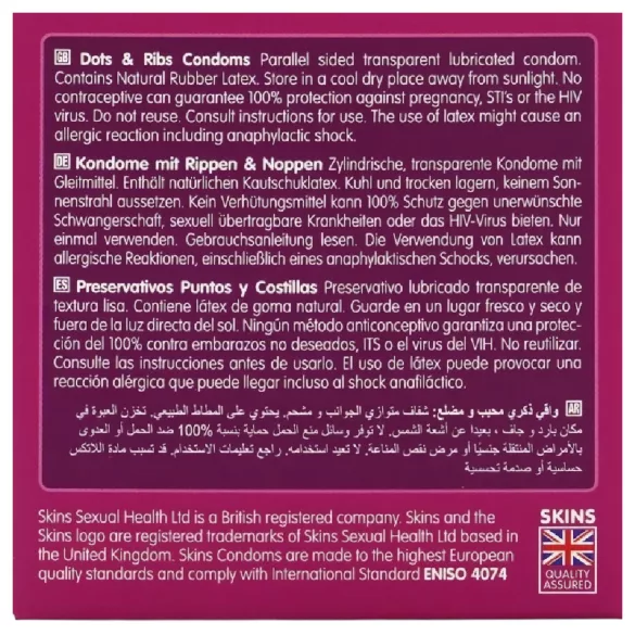 Skins - kondom s drážkami a tečkami - balení 4 ks