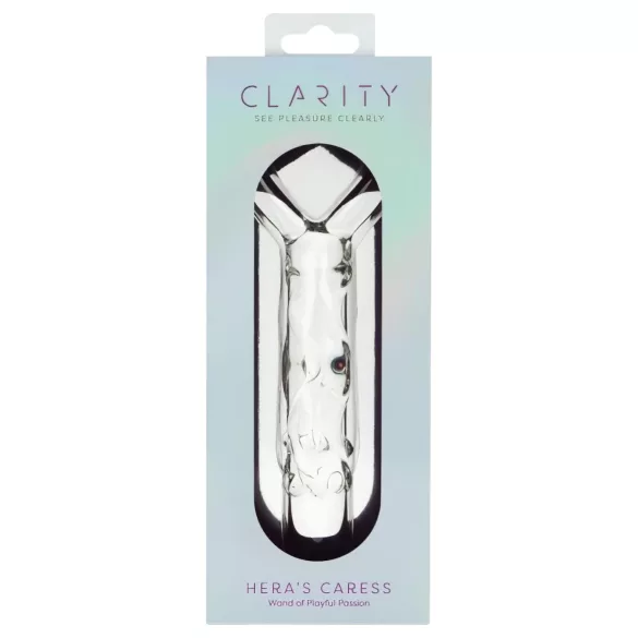 Clarity - skleněné dildo srdcová rukojeť - čiré