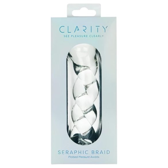Clarity - skleněné dildo s pleteným vzorem - čiré