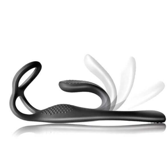 Rocks-Off - dobíjecí rádiem řízený anální vibrátor s kroužkem na penis (černý)