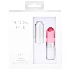   Pillow Talk Lusty - akumulátorový, jazýčkový tyčový vibrátor (bílý-růžový)